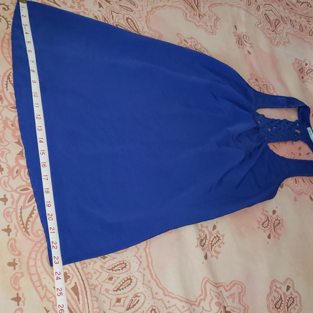 Braided Back Top. Blue Sleeveles Tunic - Picture 6 of 10